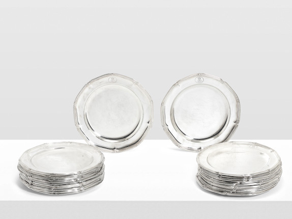 Bonhams : A set of twenty-four George III silver plates by Andrew ...