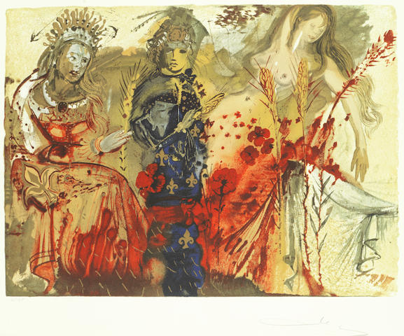 Salvador Dali (Spanish, 1904-1989) The Four Seasons  The complete set of four lithographs in colours, 1972, on Arches, each signed in pencil, each variously numbered from the 195, published by Les Heures Claires, Paris, with their blindstamp, 400 x 500mm (15 3/4 x 19 5/8in)(I)(or the reverse)(4)