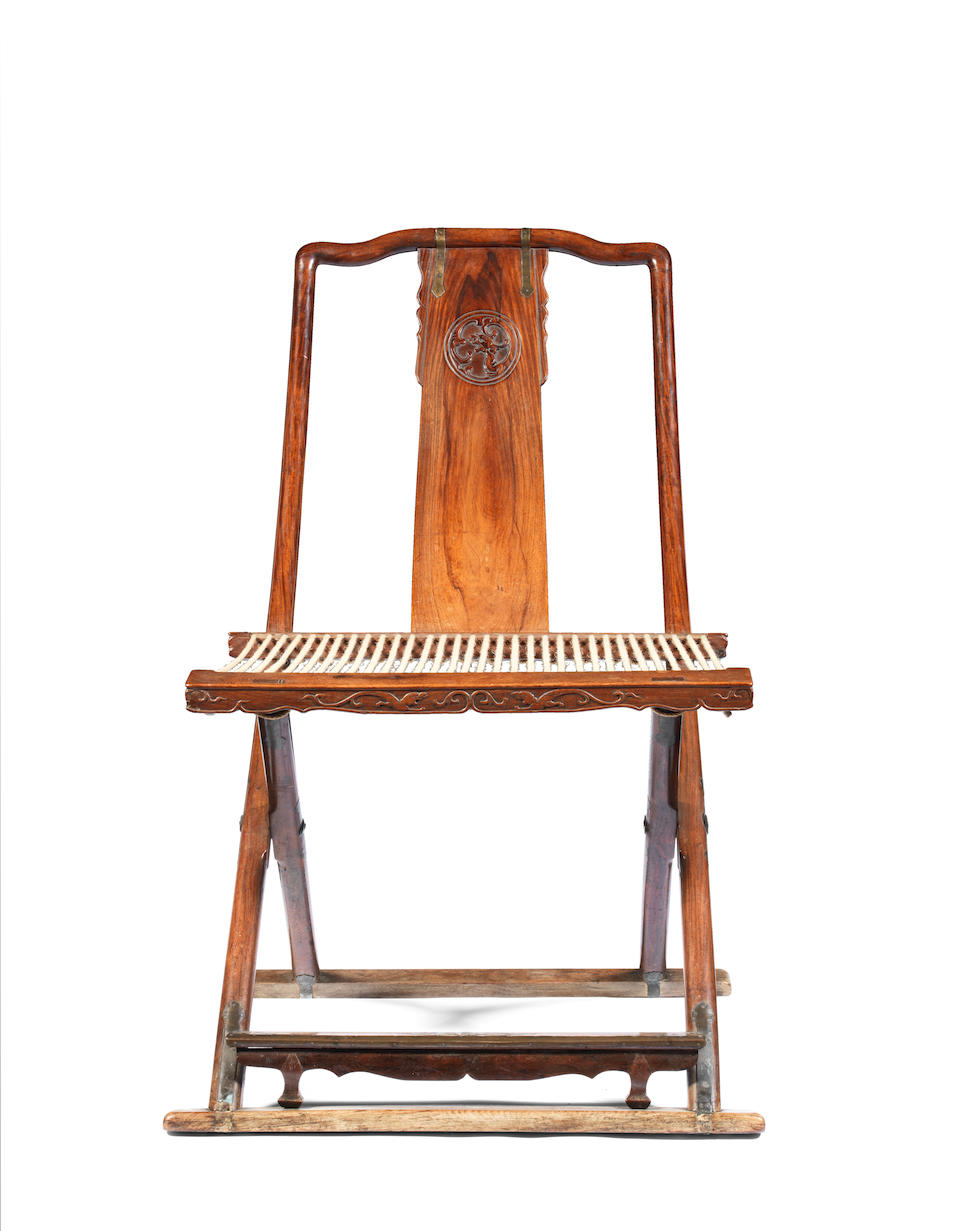 An important and exceptionally rare set of four huanghuali folding chairs, Jiaoyi 16th/17th century (4)