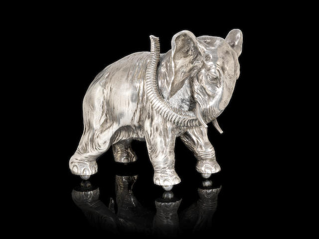 A silver model of an elephant by Faberg&#233;, Moscow pre-1898 mark