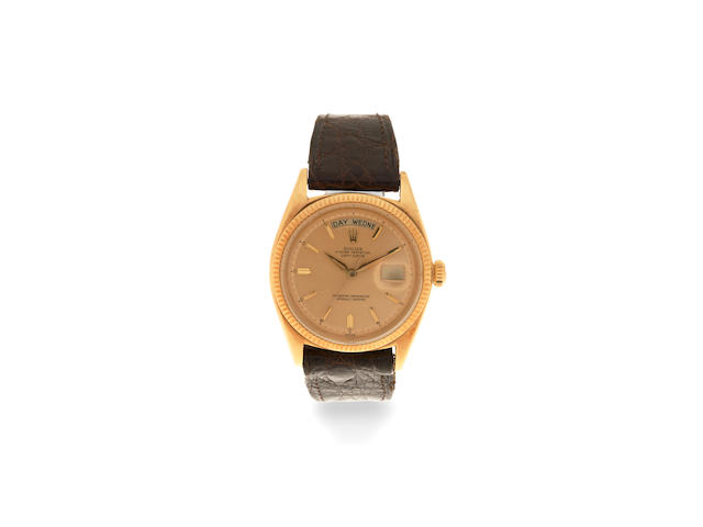 Rolex. An 18K gold automatic calendar wristwatch  Day Date, Ref: 1803, Circa 1960