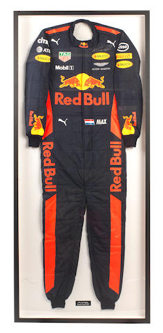 A set of signed Max Verstappen 2017 Formula 1 season Red Bull Racing race overalls,  Offered for sale on behalf of Wings for Life,  ((2))
