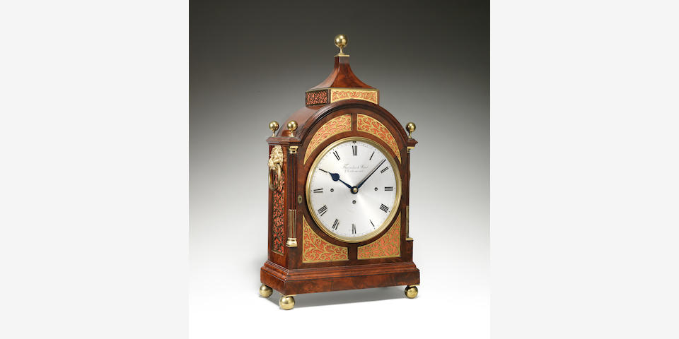 A good 19th century mahogany quarter chiming table clock  Thwaites and Reed, London
