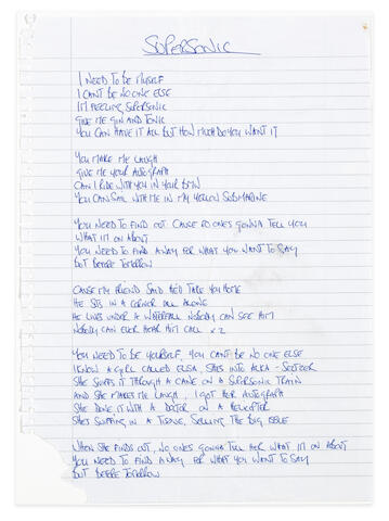 Bonhams Oasis Noel Gallagher S Handwritten Lyrics For Supersonic Circa 07 Bonhams Oasis Noel Gallagher S Handwritten Lyrics For Supersonic Circa 07