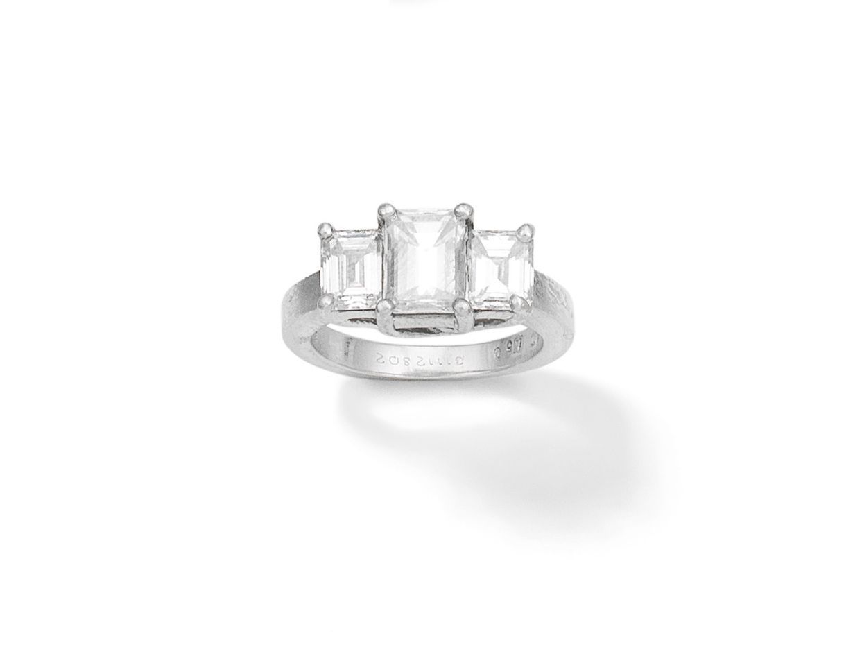 A diamond three-stone ring