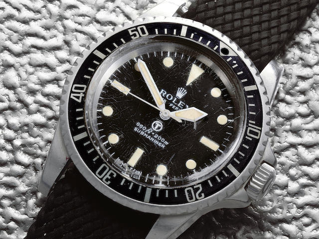 Rolex. A rare military issue stainless steel automatic wristwatch  Submariner, Ref: 5513, Circa 1972