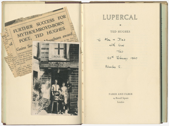 HUGHES (TED) Lupercal, FIRST EDITION, AUTHOR'S PRESENTATION COPY, INSCRIBED To Mom & Dad with love Ted/26th February 1960. Number 2 on title, Faber and Faber, 1960 image 1