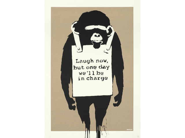 Banksy (British, born 1975) Laugh Now Screenprint in colours, 2004, on wove, numbered 365/600 in pencil, published by Pictures on Walls, London, the full sheet, 700 x 500mm (27 1/2 x 19 5/8in)(SH)(unframed)