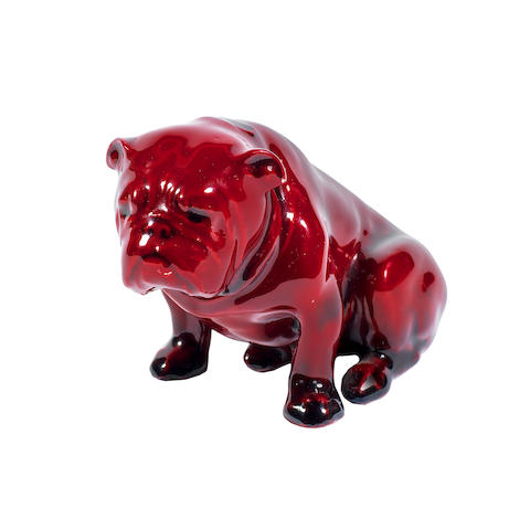 a rare Doulton Flamb&#233; small size bulldog MARKED 'DOULTON' AND DATED 1923