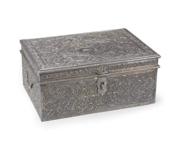 A large repouss&#233; silver casket Rajasthan,  19th Century