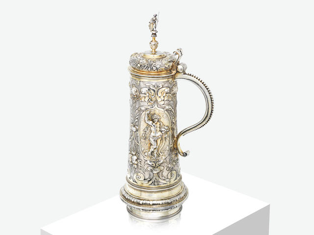 A large German parcel-gilt silver tankard by Melchior Bair, Augsburg late 16th / early 17th century