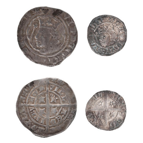 David II Groat, 2nd Issue, S5088, D in one quarter, VF; Penny, S5088, VF (2)