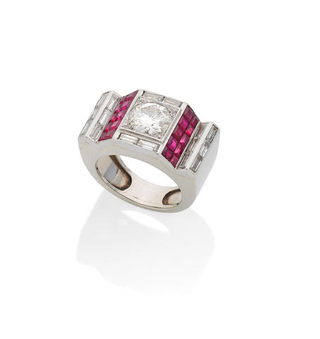 A ruby and diamond dress ring, by Van Cleef & Arpels,