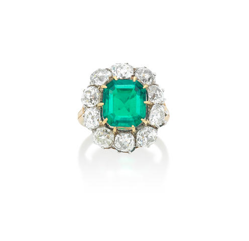 A 19th century emerald and diamond ring