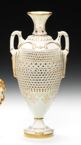 A good Royal Worcester reticulated vase by George Owen, dated 1910