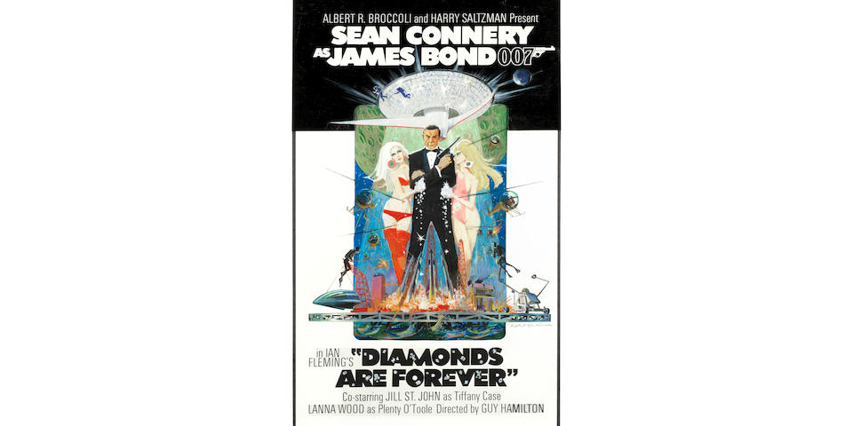 James Bond: A rare and original concept artwork for the stylish and iconic poster for  Diamonds Are Forever, Eon Productions / United Artists, 1971,