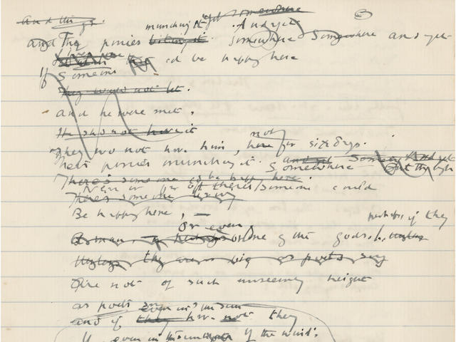 THOMAS (EDWARD) Autograph compositional drafts of his poems 'The Mountain Chapel', 'The Birds' Nests', and 'House and Man' (all untitled here), [Steep, Gloucestershire], 17 and 18 December 1914