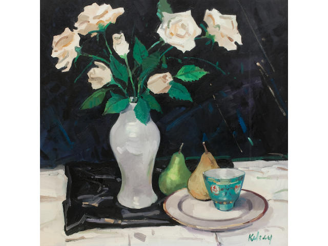 Robert Kelsey (British, born 1949) Still Life with Pale Roses