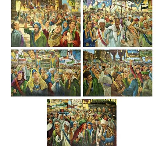 Taha El-Korany (Egypt, born 1965) Moulid  each panel: 150 x 200cm