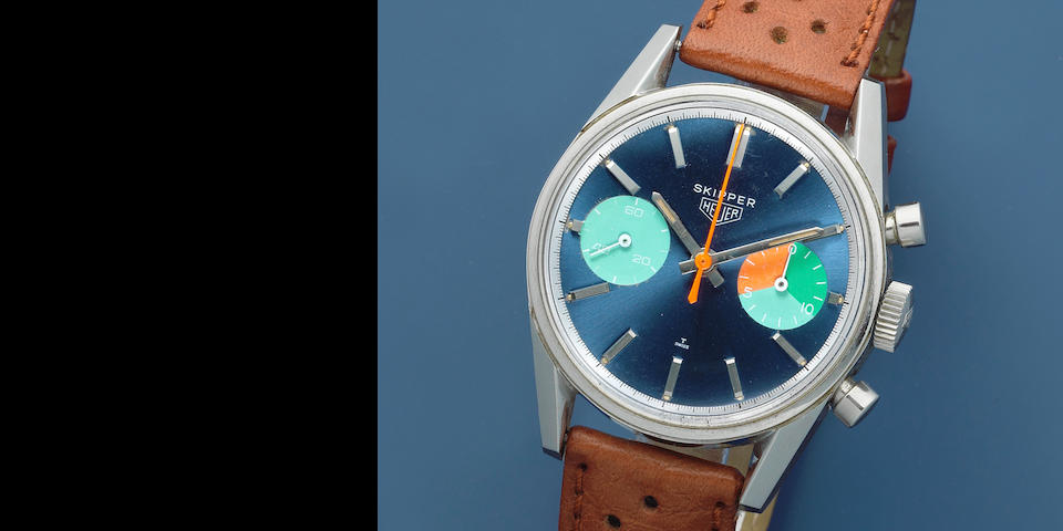 Heuer. A rare stainless steel manual wind chronograph wristwatch  Skipper "Skipperera", Ref: 7753/54, Circa 1970