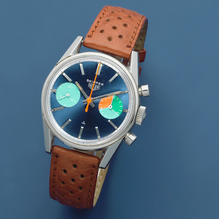 Heuer. A rare stainless steel manual wind chronograph wristwatch  Skipper Skipperera, Ref 7753/54, Circa 1970 image 1