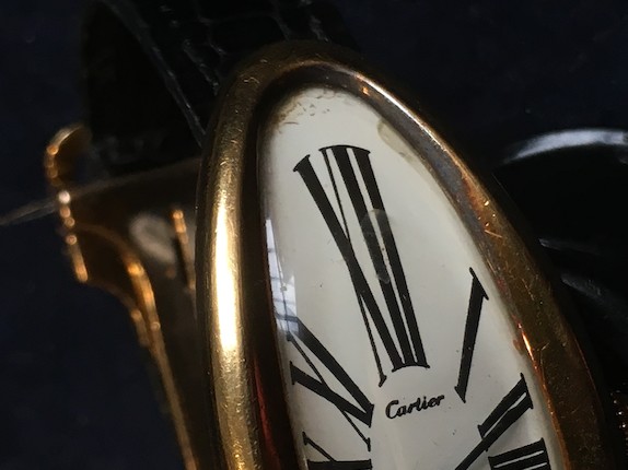 Cartier. A rare oversized 18K gold manual wind oval wristwatch  Baignoire Oval Maxi, London Hallmark for 1969 image 8