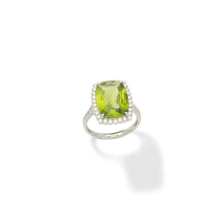 A peridot and diamond cluster ring image 1