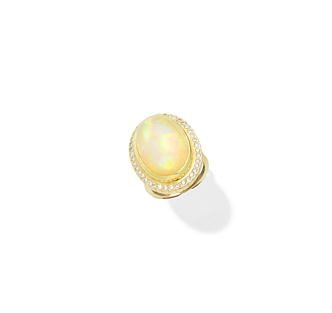 An opal and diamond cluster ring