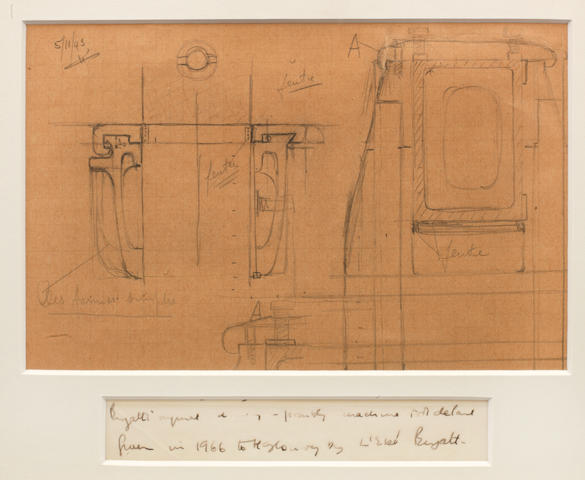 A technical drawing by Ettore Bugatti,