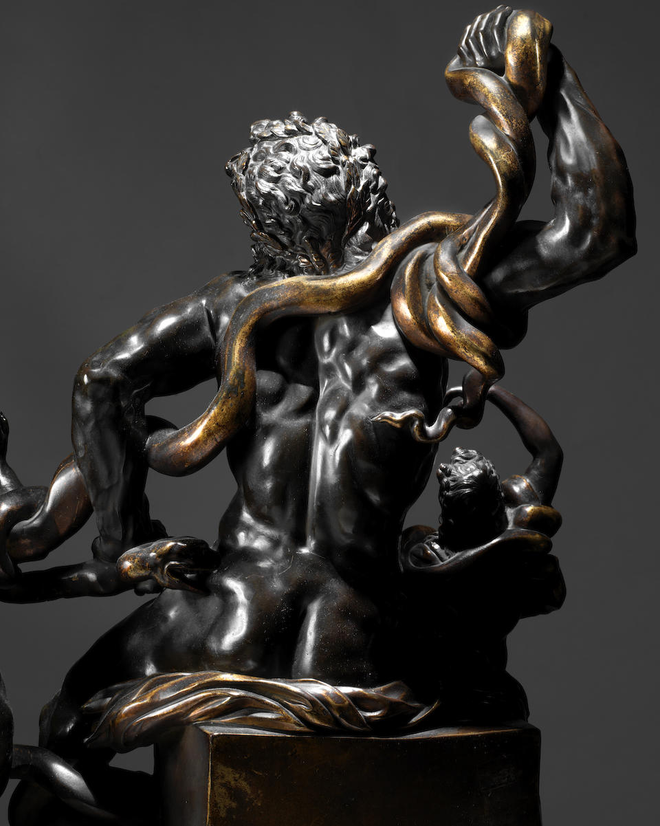 A late 17th / early 18th century gilt and patinated bronze group of the Laoco&#246;n after the Antique, probably French (2)