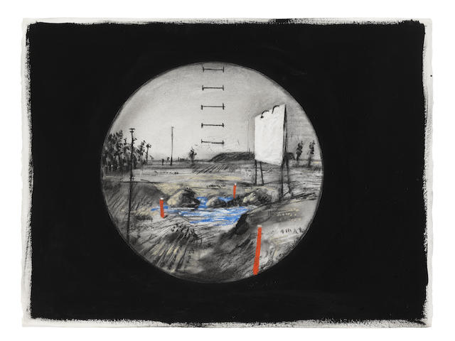 William Kentridge (South African, born 1955) Drive-in (drawing for 'Felix in Exile')