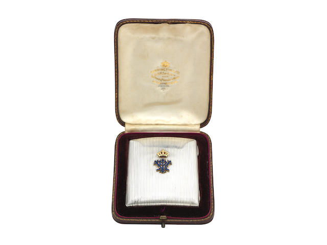 Of Royal interest; a cased presentation silver cigarette case by James Samuel Bell & Louis Willmott, London 1898