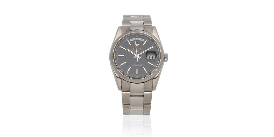 Rolex. A fine 18K white gold automatic calendar bracelet watch  Day-Date, Ref: 118239, Sold 23rd March 2001