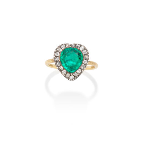 A Georgian emerald and diamond ring,