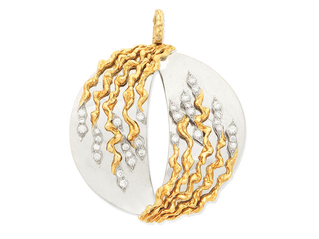 A gold and diamond pendant, by Kutchinsky, 1971