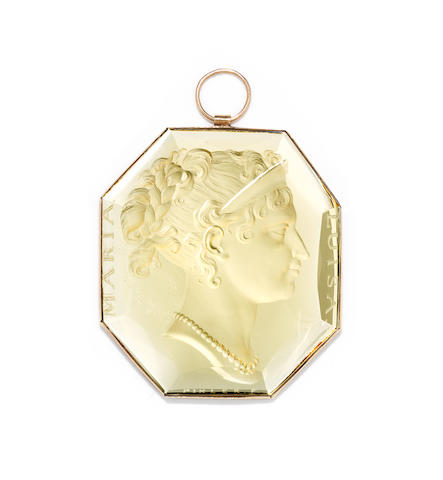 A citrine intaglio pendant, by Luigi Pichler,