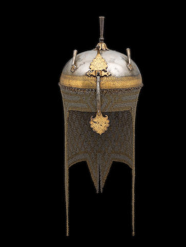 A gold koftgari steel helmet (khula-khud) Lahore, circa 1840