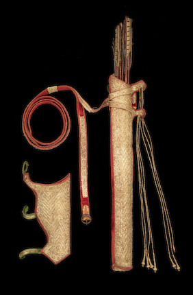 A gold-thread-embroidered velvet-clad leather quiver and bow holder, almost certainly made for Maharaja Ranjit Singh (Reg. 1801-1839), the Lion of the Punjab Lahore, circa 1838(11) image 1