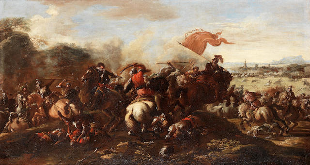 Francesco Monti, called il Brescianino (Brescia 1646-circa 1703 Parma) A cavalry skirmish between Turks and Christians