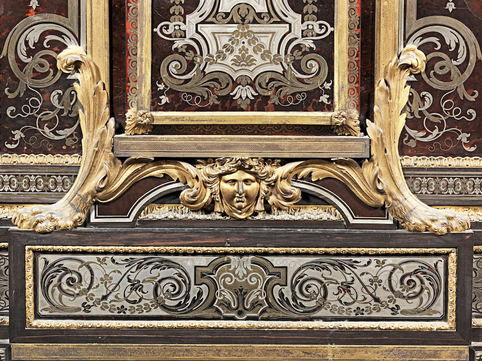 A Napoleon III gilt bronze mounted tortoiseshell, brass and pewter 'Boulle' marquetry ebony meuble d'appui attributed to Charles-Guillaume Winckelsen circa 1865, after the models by Andre-Charles Boulle