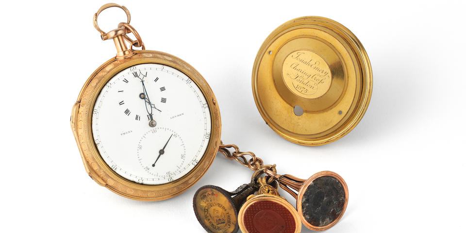 Josiah Emery, Charing Cross, London. A very fine and historically important open face pocket watch with early lever escapement from the Estate of the 3rd Viscount Churchill and numbered 1075 London Hallmark for 1790-91