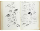 Thumbnail of Star Wars Episode IV - A New Hope John Mollo's personal sketchbook Notes & Sketches 1, a custom bound volume containing important and detailed working sketches and costume designs for many of the characters from the film Star Wars, together with production diary entries, meeting notes, time-lines and costume descriptions, the majority in black ink, some with colour; additionally the volume contains working for numerous military uniform designs for books, commercials and additional projects Mollo worked on during this time frame, Lucasfilm / Twentieth Century Fox, April 1975 - July 1976, image 39
