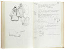 Thumbnail of Star Wars Episode IV - A New Hope John Mollo's personal sketchbook Notes & Sketches 1, a custom bound volume containing important and detailed working sketches and costume designs for many of the characters from the film Star Wars, together with production diary entries, meeting notes, time-lines and costume descriptions, the majority in black ink, some with colour; additionally the volume contains working for numerous military uniform designs for books, commercials and additional projects Mollo worked on during this time frame, Lucasfilm / Twentieth Century Fox, April 1975 - July 1976, image 33