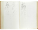 Thumbnail of Star Wars Episode IV - A New Hope John Mollo's personal sketchbook Notes & Sketches 1, a custom bound volume containing important and detailed working sketches and costume designs for many of the characters from the film Star Wars, together with production diary entries, meeting notes, time-lines and costume descriptions, the majority in black ink, some with colour; additionally the volume contains working for numerous military uniform designs for books, commercials and additional projects Mollo worked on during this time frame, Lucasfilm / Twentieth Century Fox, April 1975 - July 1976, image 16