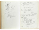 Thumbnail of Star Wars Episode IV - A New Hope John Mollo's personal sketchbook Notes & Sketches 1, a custom bound volume containing important and detailed working sketches and costume designs for many of the characters from the film Star Wars, together with production diary entries, meeting notes, time-lines and costume descriptions, the majority in black ink, some with colour; additionally the volume contains working for numerous military uniform designs for books, commercials and additional projects Mollo worked on during this time frame, Lucasfilm / Twentieth Century Fox, April 1975 - July 1976, image 13