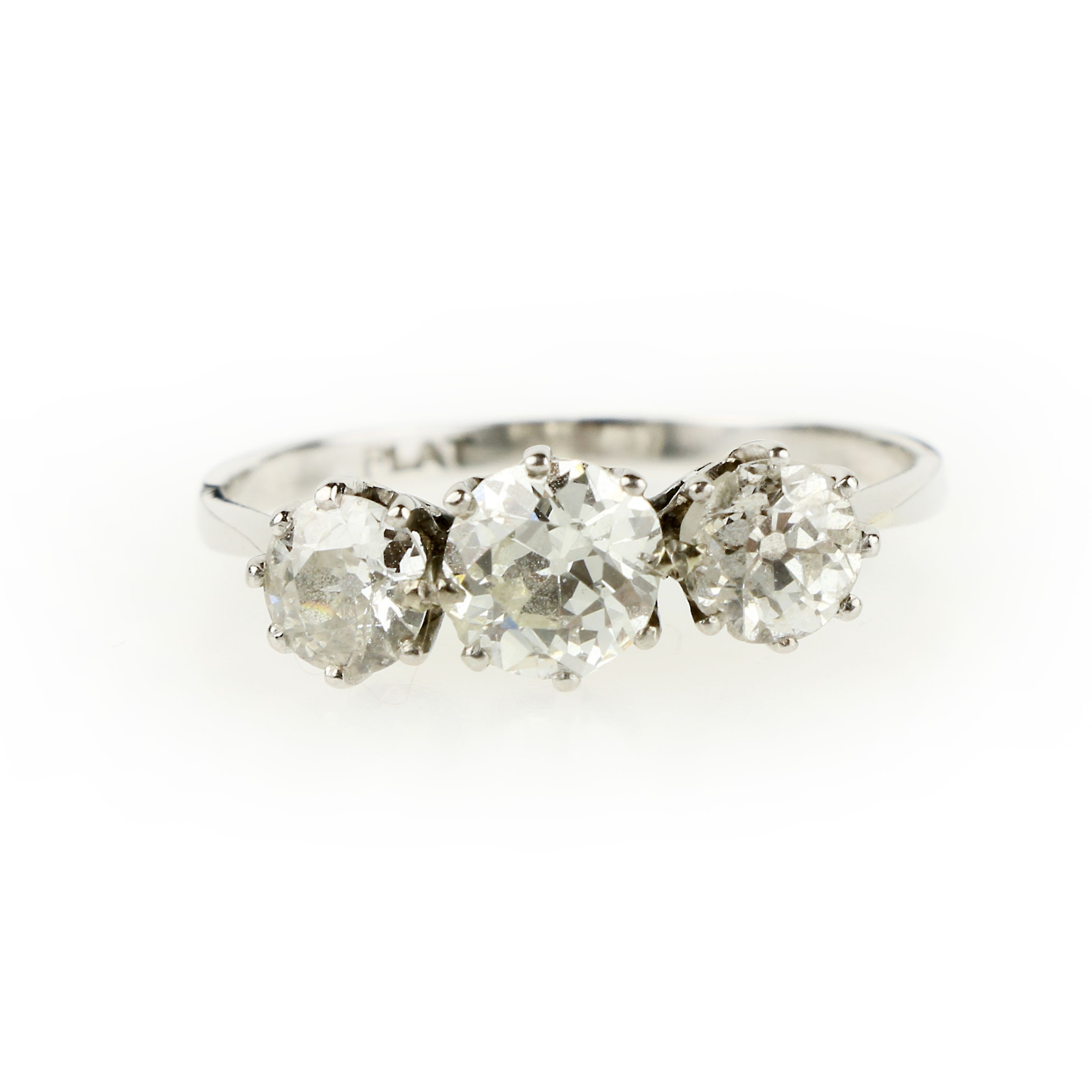 A three stone diamond ring