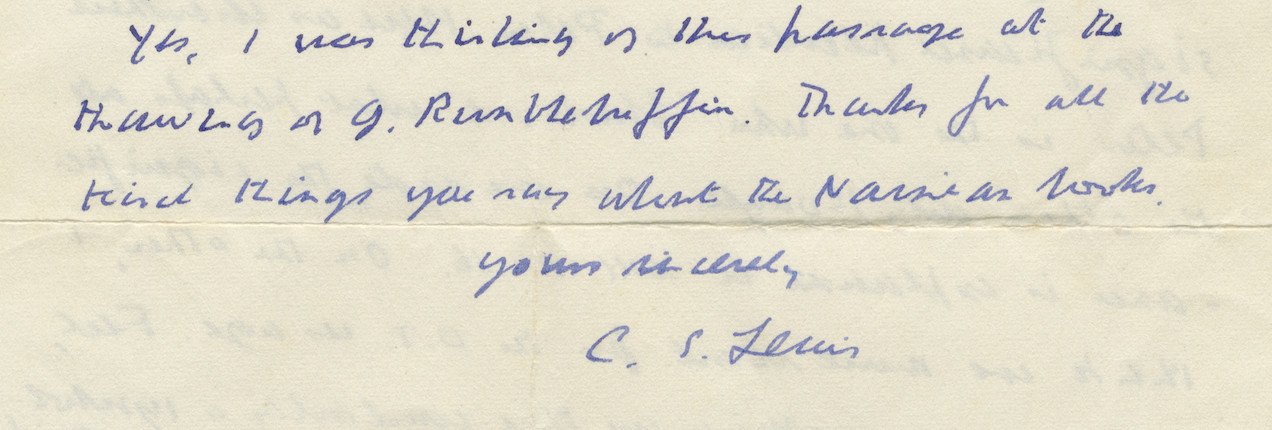 LEWIS (C.S.) Autograph letter signed (C.S. Lewis), to Mrs J. Hales of Thursday Island, Torres Strait, discussing Christ's washing of feet and of Peter's in particular, The Kilns, Oxford, 13 February 1962 image 1