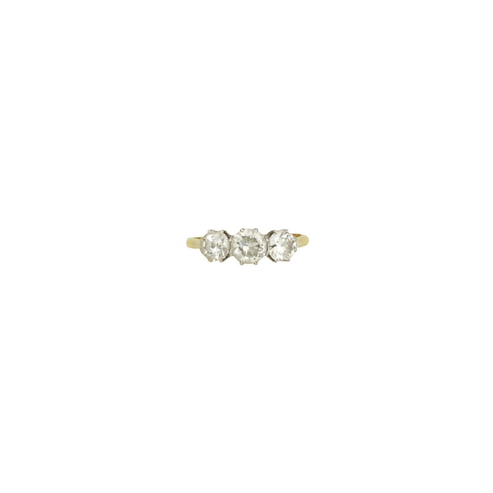 A three-stone diamond ring