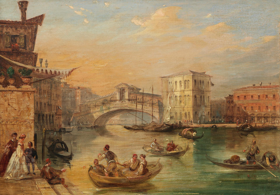 Edward Pritchett (British, 1828-1864) Santa Marie Della Salute, Venice 26 x 36 cm. (10 1/4 x 14 3/16 in.) (together with another of the Rialto bridge (2))