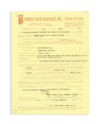 The (New) Yardbirds/Led Zeppelin An unusual concert contract for The Yardbirds, 1969, image 1